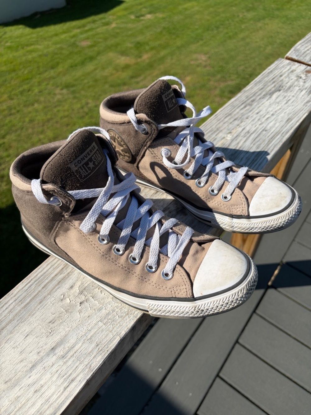 Converse High Top Sneakers - Taupe and White. Men’s